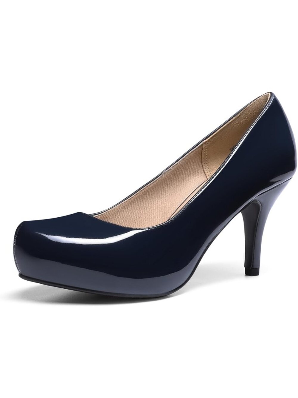 Women's Navy/Pat Faux Leather Low Platform Stiletto Classic Elegant Heels Pumps